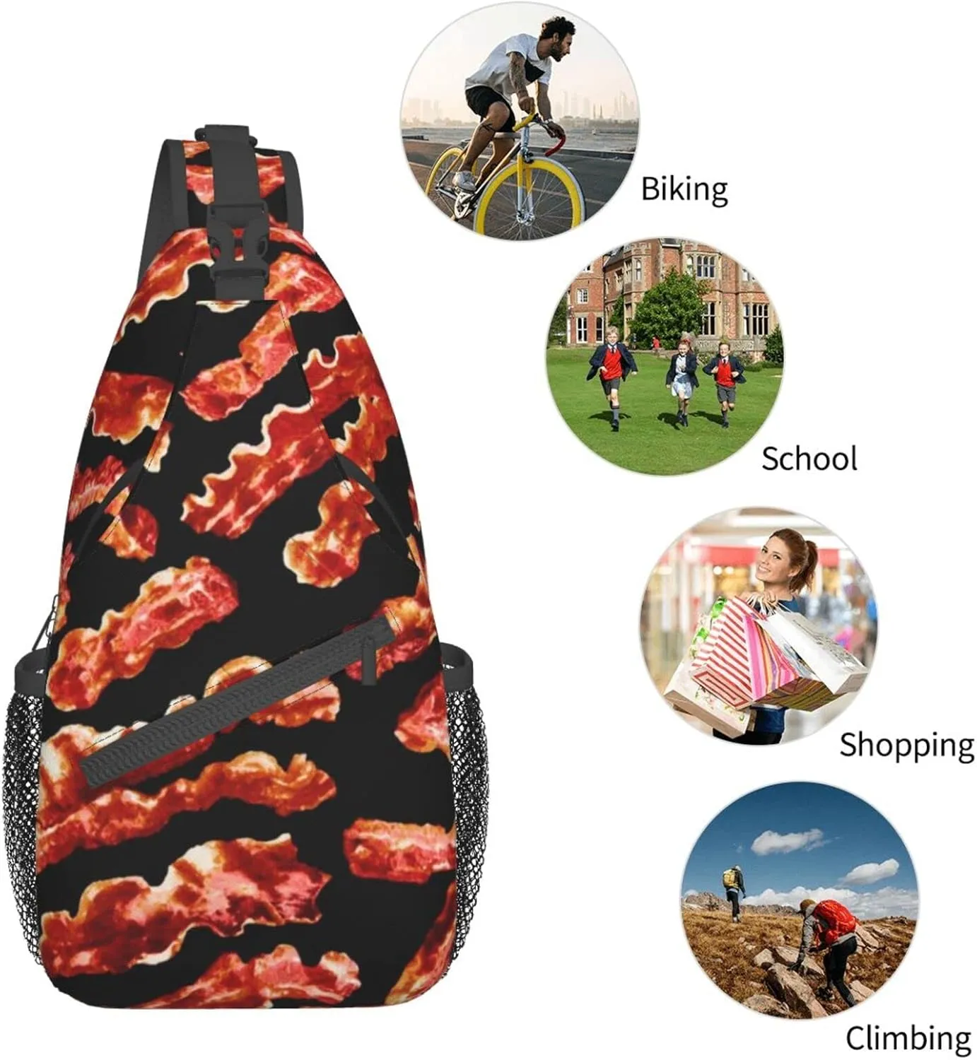 WURTON Programmer Programming Code Print Trendy Casual Daypack Versatile Crossbody Backpack Shoulder Bag Fashionable