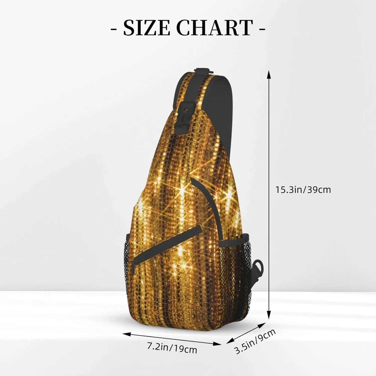 WURTON Sling Bag Glittery Pretty Pattern Print Sling Backpack Crossbody Chest Bag Daypack For Hiking Travel