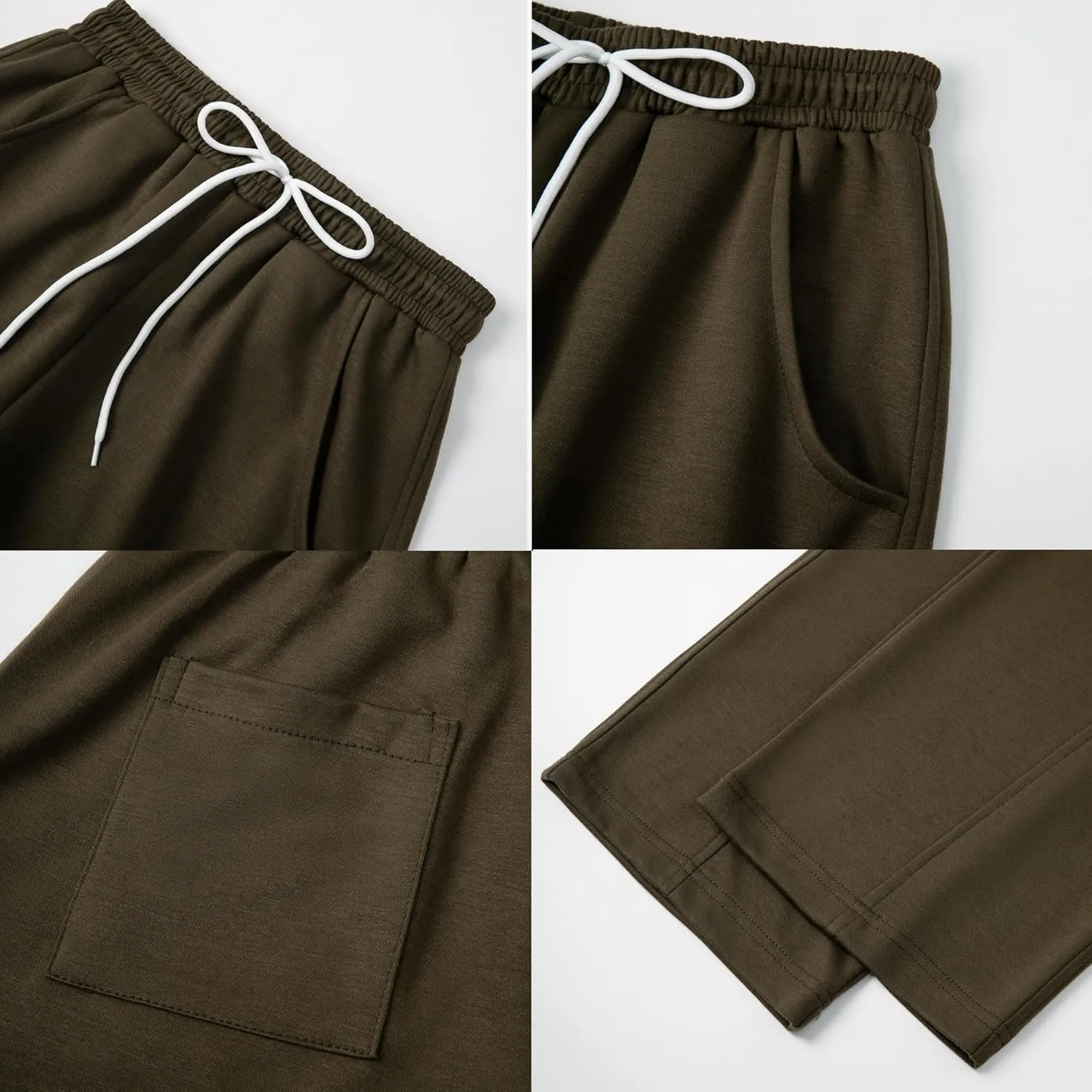 WZIKAI Men's Baggy Sweatpants Elastic Waist Drawstring Wide Leg Sweatpants Casual Loose Baggy Joggers with Pockets