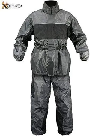 Xelement RN4793 Men’s Gray/Black 2-Piece Motorcycle Rain Suit