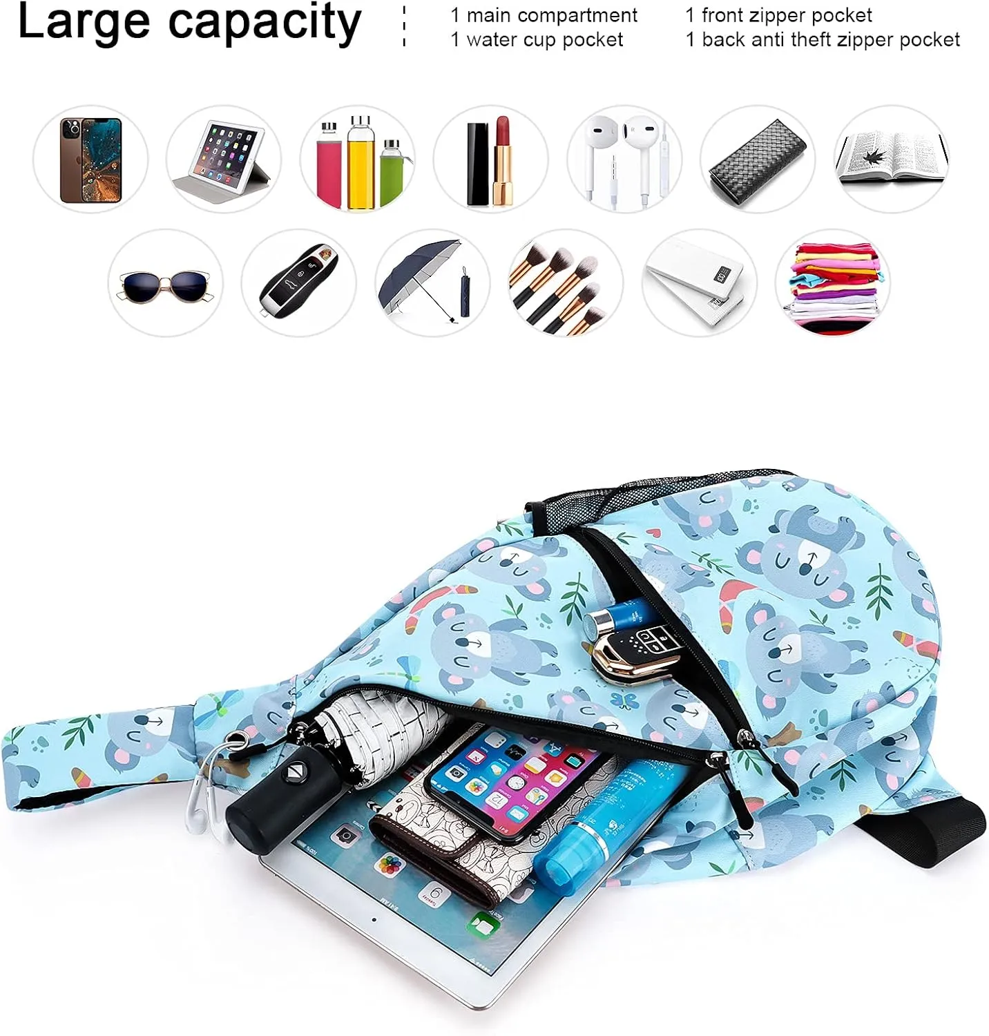 XEYOU Unisex Sling Bag Multipurpose Crossbody Shoulder Bag Travel Chest Pack for Men Women Lightweight Casual Daypacks