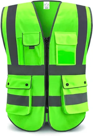 XIAKE Reflective Safety Vest for Men & Women High Visibility Class 2 Vest with Pockets Meets ANSI Standards