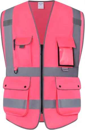 XIAKE Reflective Safety Vest for Men & Women High Visibility Class 2 Vest with Pockets Meets ANSI Standards