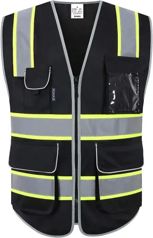 XIAKE Reflective Safety Vest for Men & Women High Visibility Class 2 Vest with Pockets Meets ANSI Standards