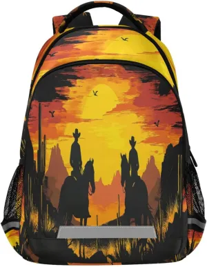 xigua Desert America Troops Cowboy Students Backpack,School Bookbag with Reflective Stripe,Waterproof Laptop Backpack for Children Outdoor Camping Travel Daypack Casual Bags256