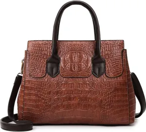 XXGJOALD-Women Crocodile Pattern Handbag Fashion Shoulder Bag PU Leather Tote Designer Purse Classic Top-Handle Satchel