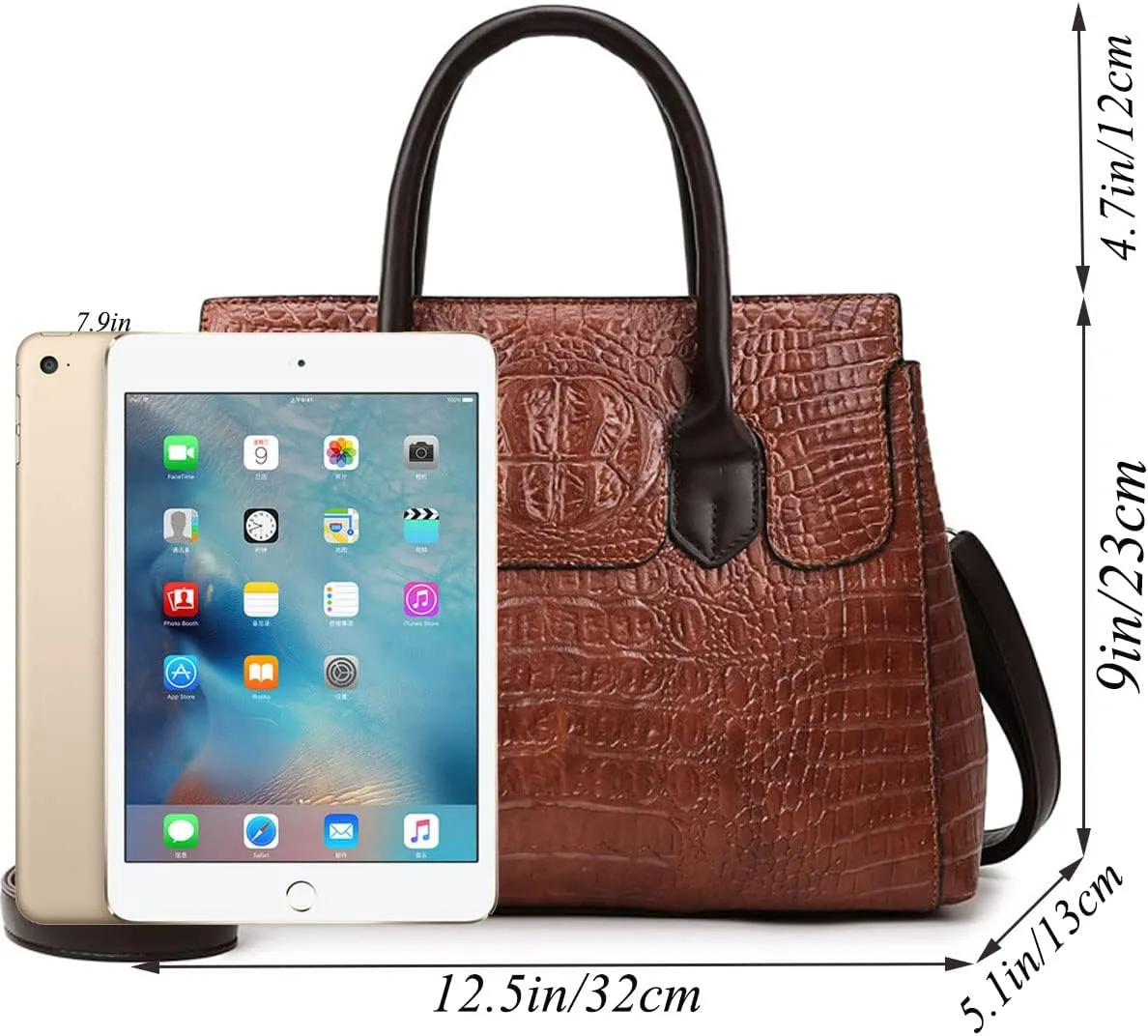 XXGJOALD-Women Crocodile Pattern Handbag Fashion Shoulder Bag PU Leather Tote Designer Purse Classic Top-Handle Satchel