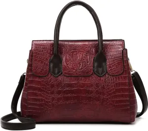 XXGJOALD-Women Crocodile Pattern Handbag Fashion Shoulder Bag PU Leather Tote Designer Purse Classic Top-Handle Satchel