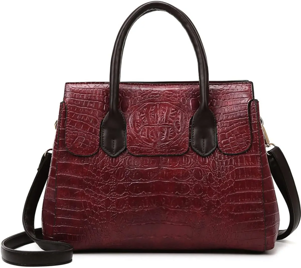 XXGJOALD-Women Crocodile Pattern Handbag Fashion Shoulder Bag PU Leather Tote Designer Purse Classic Top-Handle Satchel