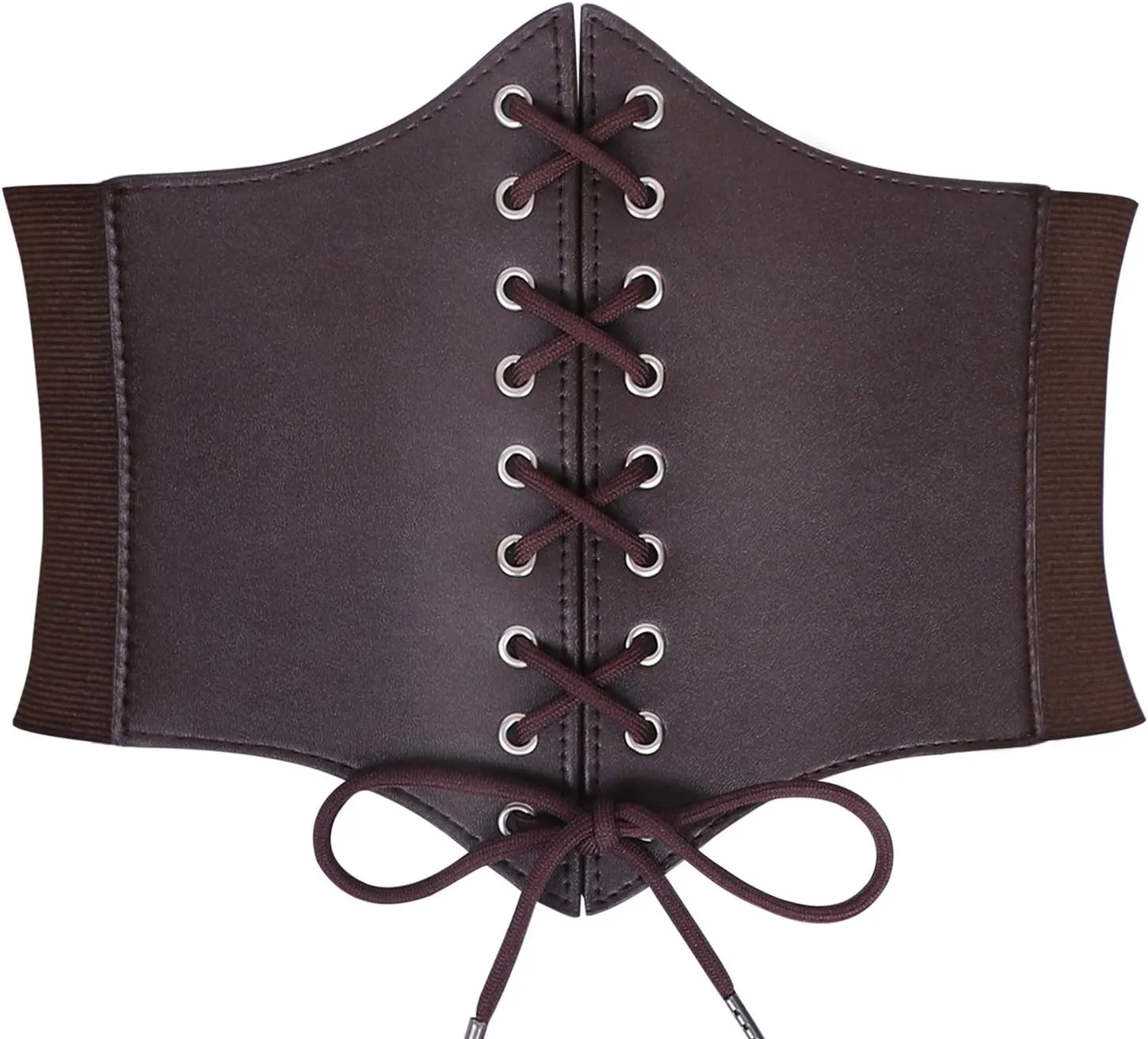 XZQTIVE Black Corset Waist Belt for Women, Wide Elastic Tie Waspie Belt for Dresses 4.7inch