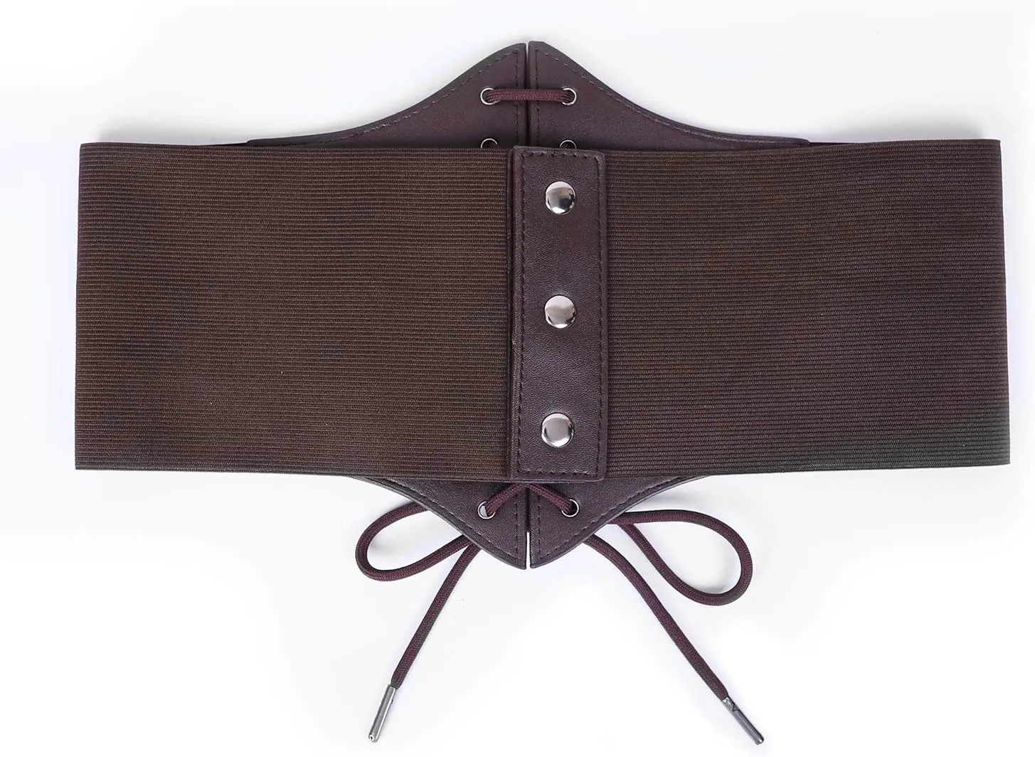 XZQTIVE Black Corset Waist Belt for Women, Wide Elastic Tie Waspie Belt for Dresses 4.7inch