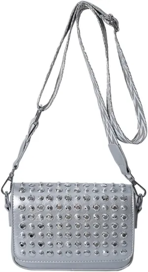 Y2k Crescent Crossbody Purse Women 90s Studded PU Leather Shoulder Satchels Hobo Bags Trendy Punk Underarm Tote Handbag