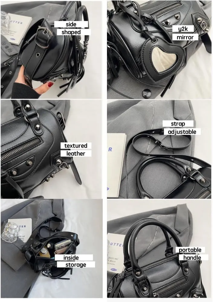 Y2k Crossbody Bags for Women Metal Punk Studs Rivet Y2k Accessories Bag Handbag 2000s Streetwear Y2k Stuff