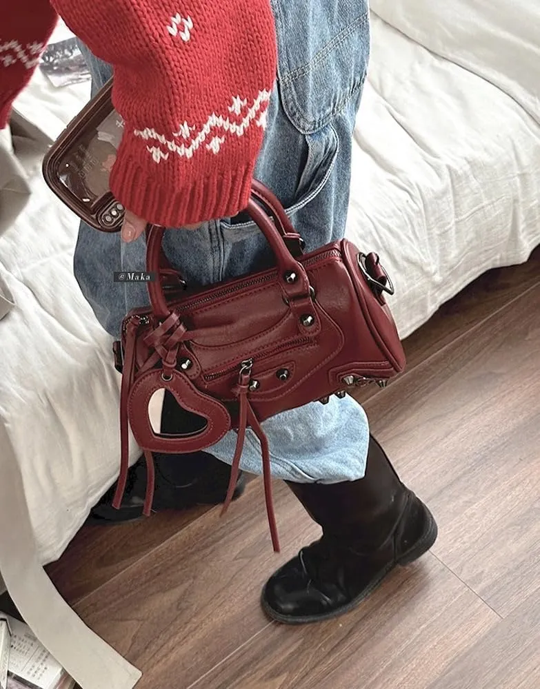 Y2k Crossbody Bags for Women Metal Punk Studs Rivet Y2k Accessories Bag Handbag 2000s Streetwear Y2k Stuff