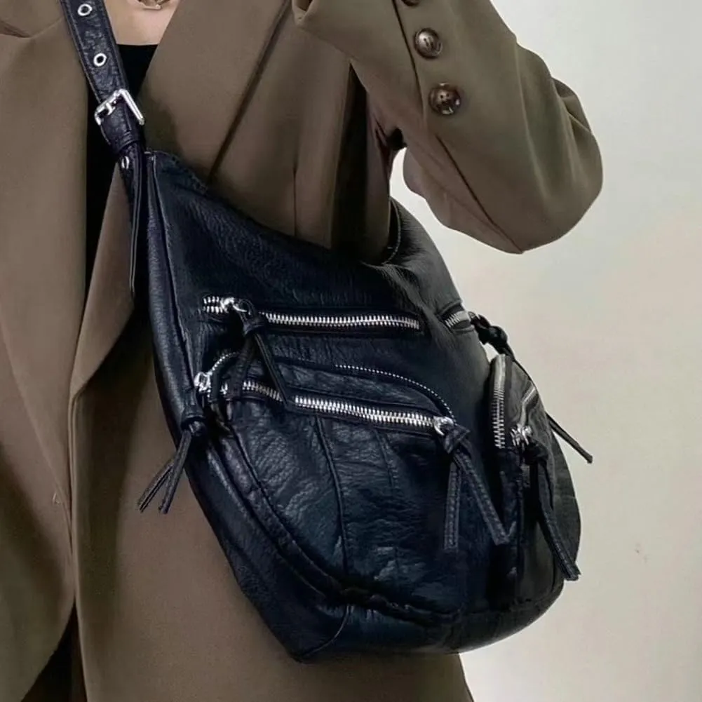 Y2k Crossbody Bags for Women Punk Hobo Bags for Women Vintage Satchel Handbag Large Messenger Bag Purse Carryall Trendy