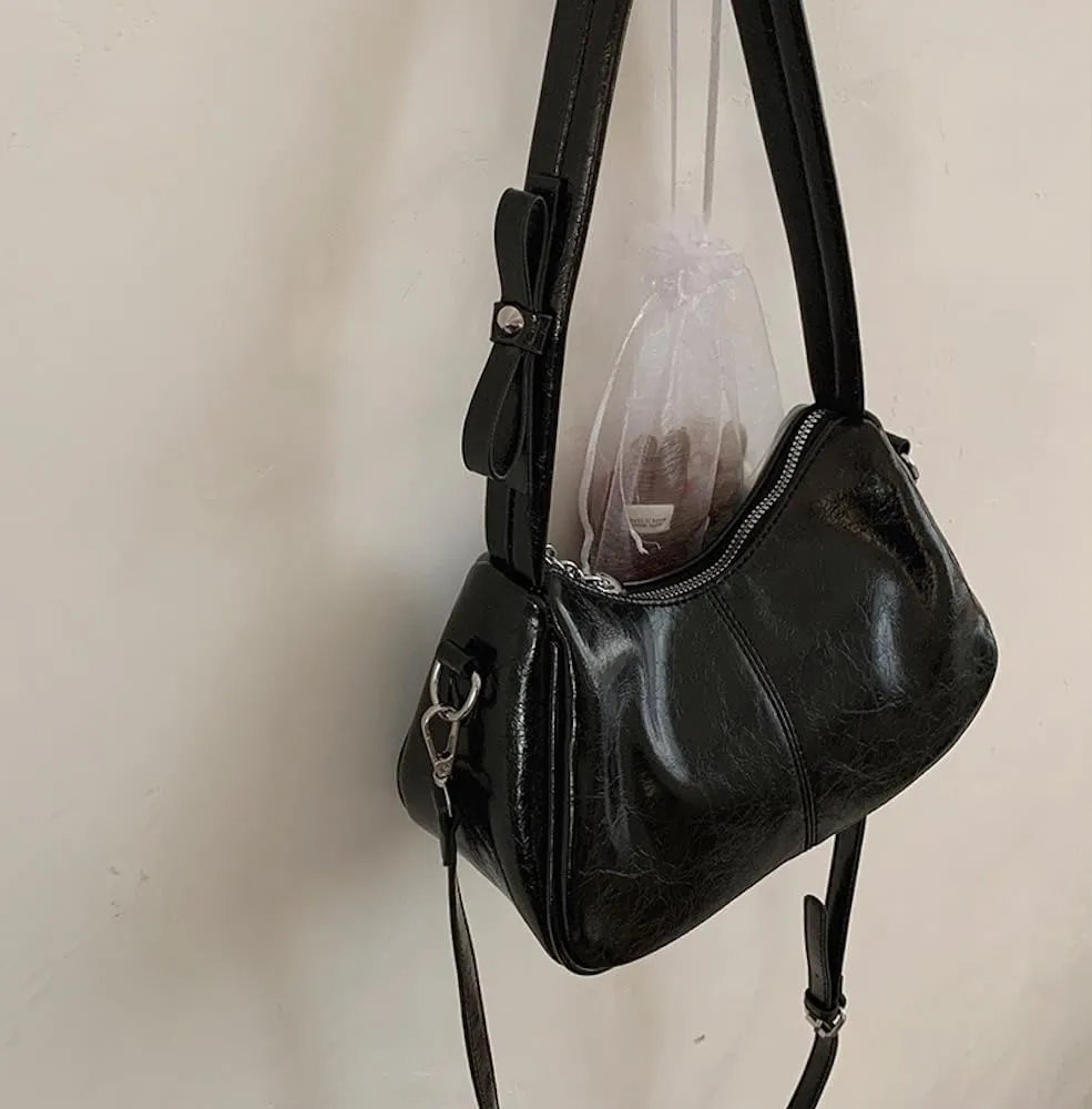 Y2k Shoulder Purse Womens Shoulder Bag Bow Bag Crossbody Bags Casual Purse Vegan Leather Bag Y2k Stuff