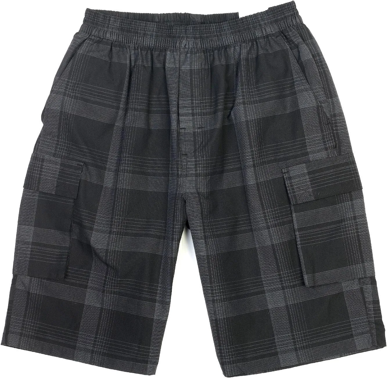 YAGO Men's Elastic Waist Drawstring Relaxed Fit Plaid Cargo Shorts S-5XL