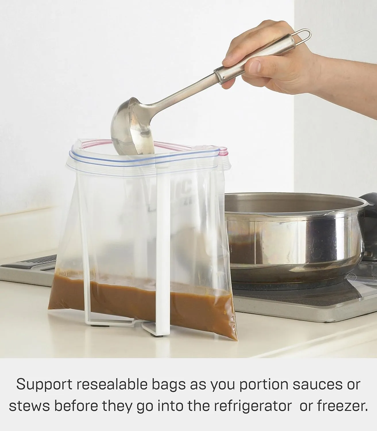 Yamazaki Home Tower Kitchen Multi Eco Stand - Multifunctional Compost Bag and Small Bottle Holder - Small - Steel
