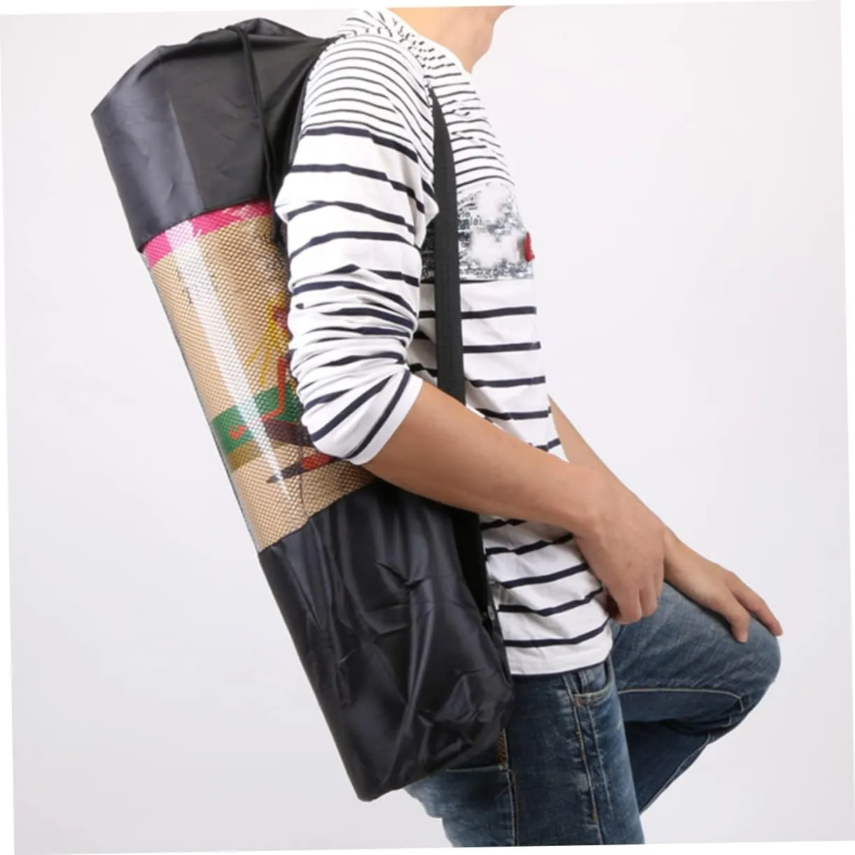 YARNOW Yoga Mat Carrier Bag Durable Mesh Design Storage Pouch for Easy Transport Breathable Yoga Pad Holder for