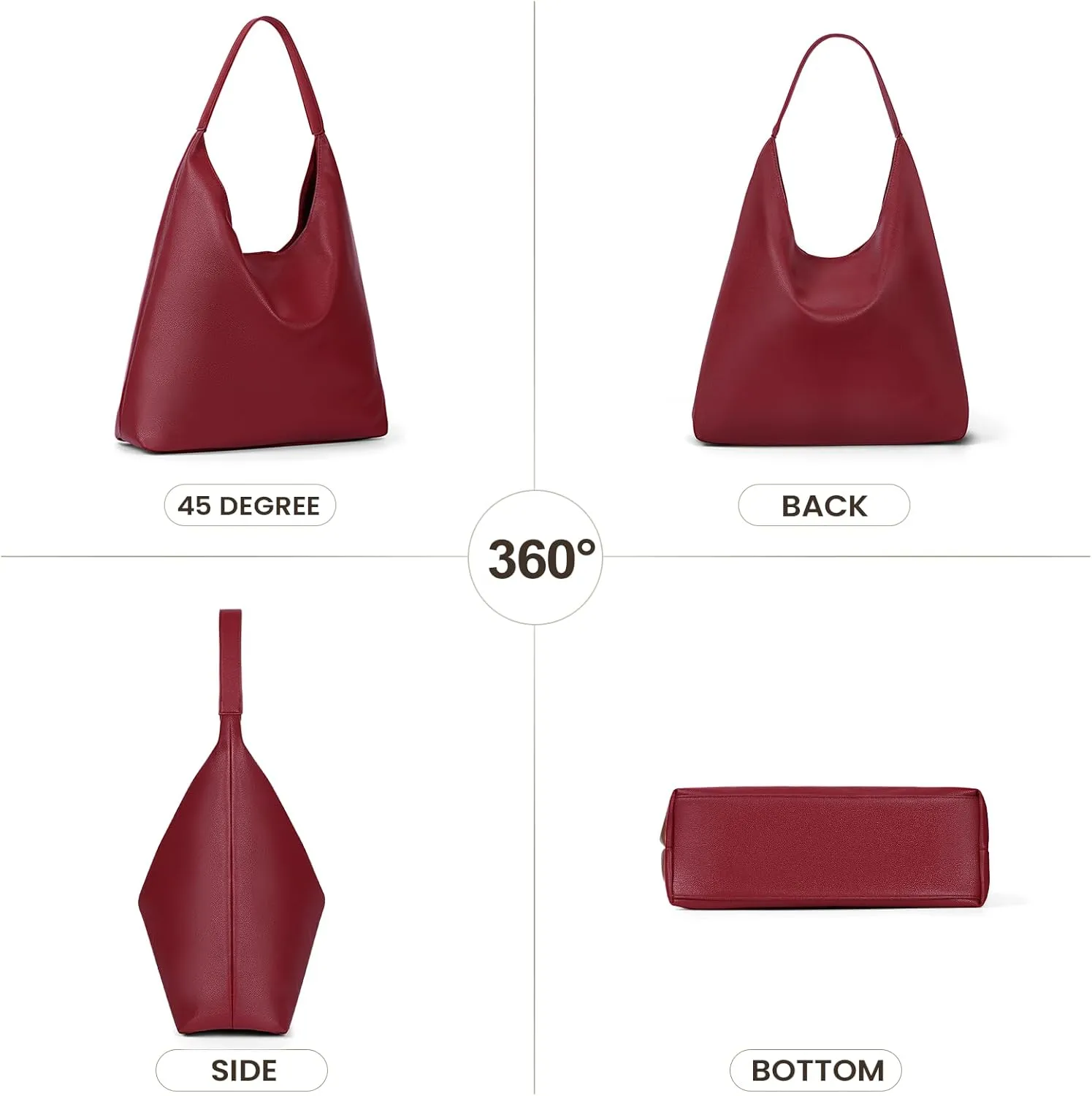 YFGBCX Slouchy Hobo Tote Bags for Women - Faux Leather Work & College Tote Handbags with Small Pouch