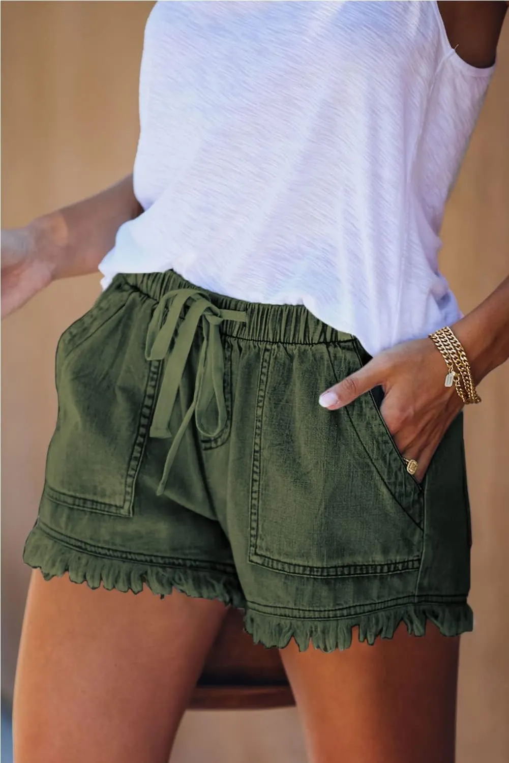 YOCUR Womens Lightweight Shorts Casual Baggy Trendy Short Pants Elastic Waist Drawstring Comfy Shorts