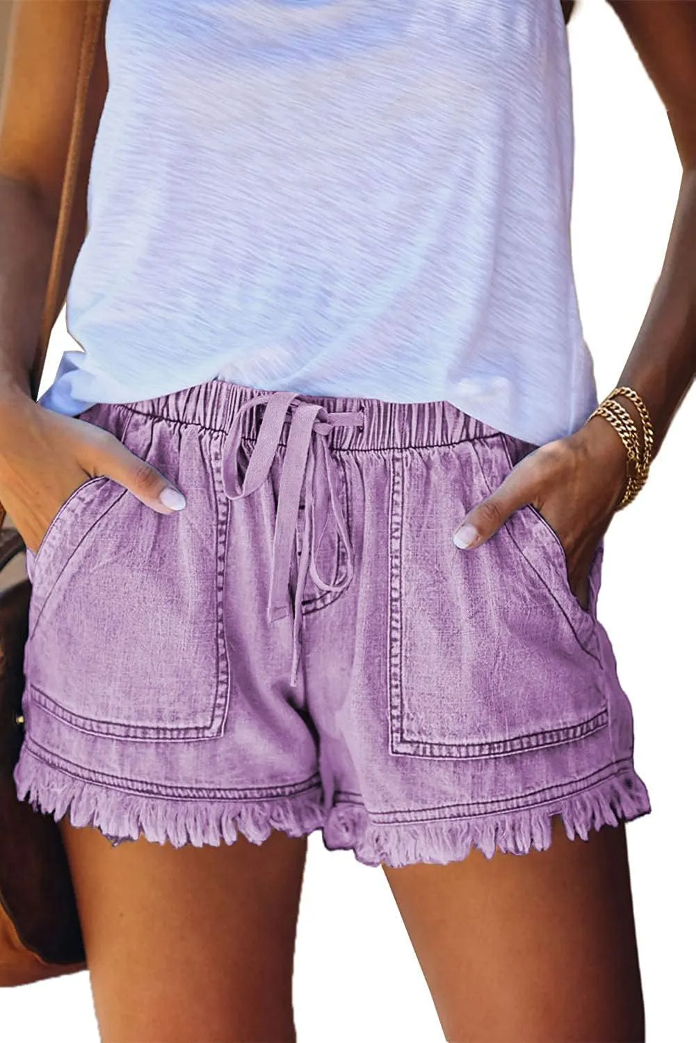 YOCUR Womens Lightweight Shorts Casual Baggy Trendy Short Pants Elastic Waist Drawstring Comfy Shorts