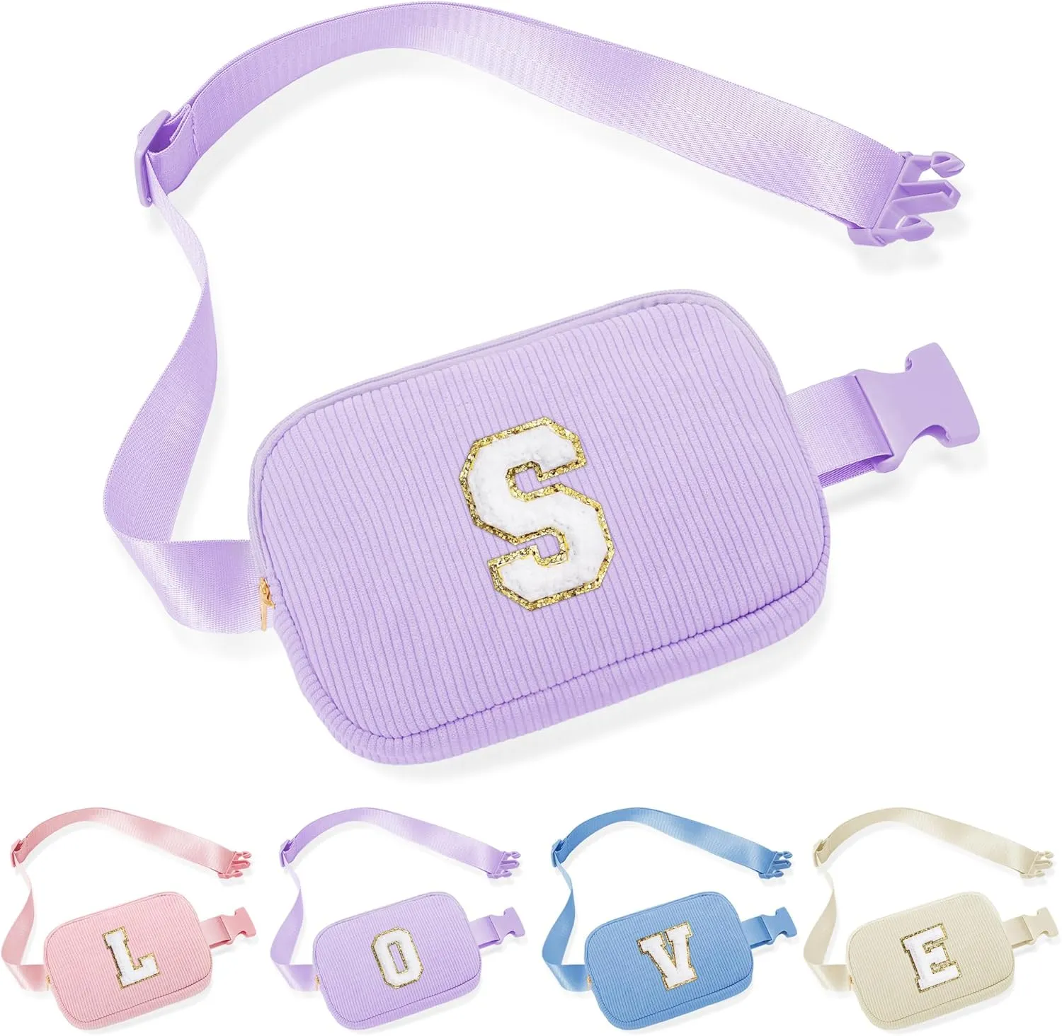 YOOLIFE Gifts for Girls Teen Girl - Kids Crossbody Bag for Girls Fanny Pack, Personalized Daughter Sister Birthday Gift for Teens, Purple Initial Belt Bag Teen Girl Stuff Waist Packs (Purple S)