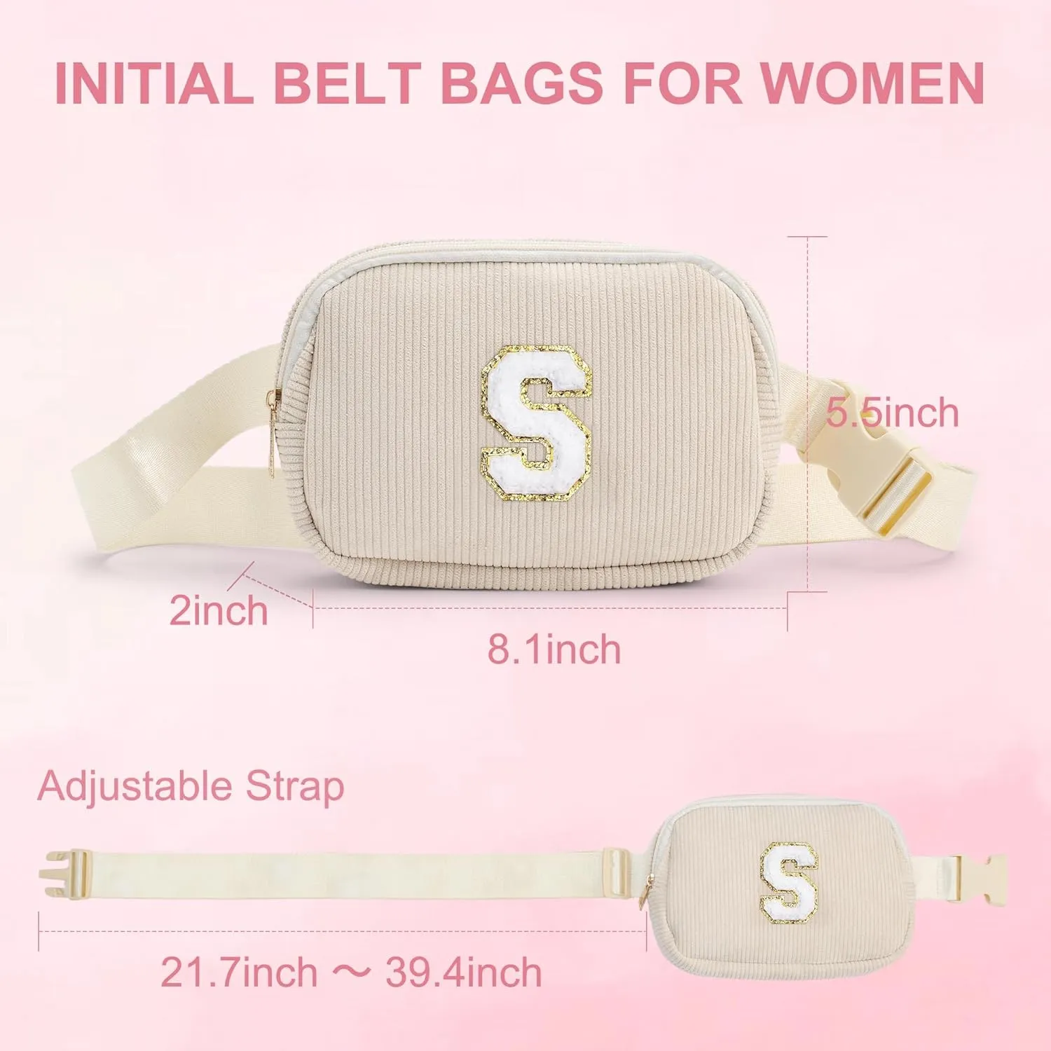 YOOLIFE Gifts for Girls Teen Girl - Kids Crossbody Bag for Girls Fanny Pack, Personalized Daughter Sister Birthday Gift for Teens, Purple Initial Belt Bag Teen Girl Stuff Waist Packs (Purple S)