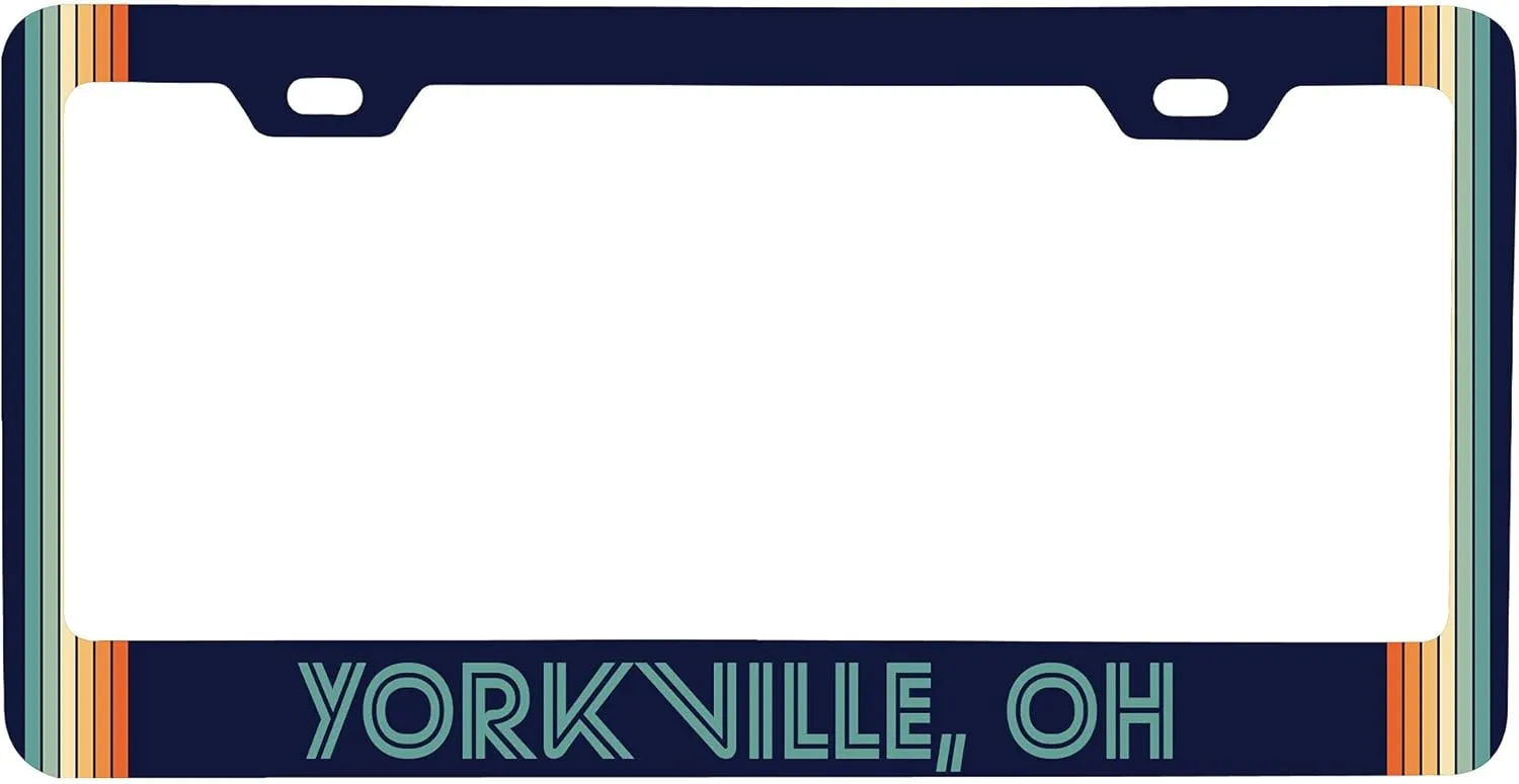 Yorkville Ohio Car Metal License Plate Frame Retro Design