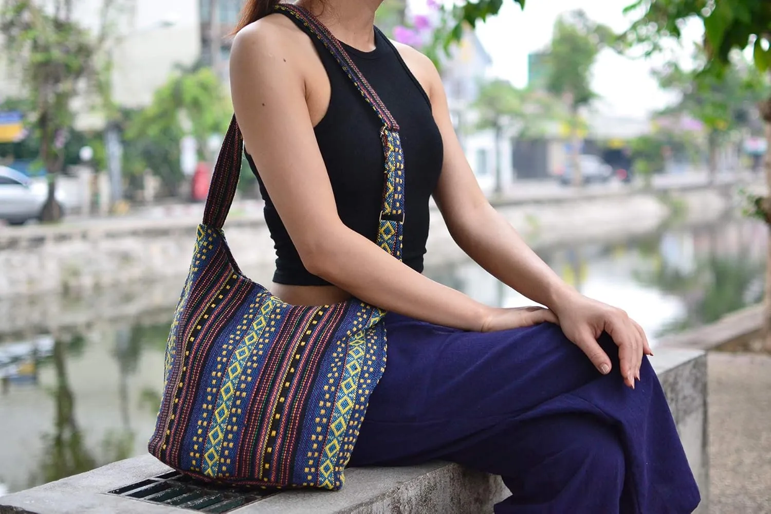 Your Cozy Hobo Sling Bags For Women Crossbody Bag Thai Top Handmade Shoulder Bag with Adjustable Strap