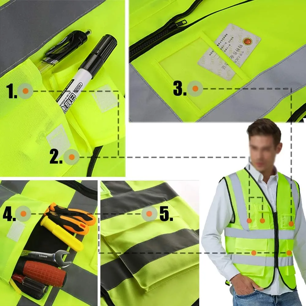 YOWESHOP High Visibility Reflective Safety Vest Customize Logo Workwear with Reflective Strips