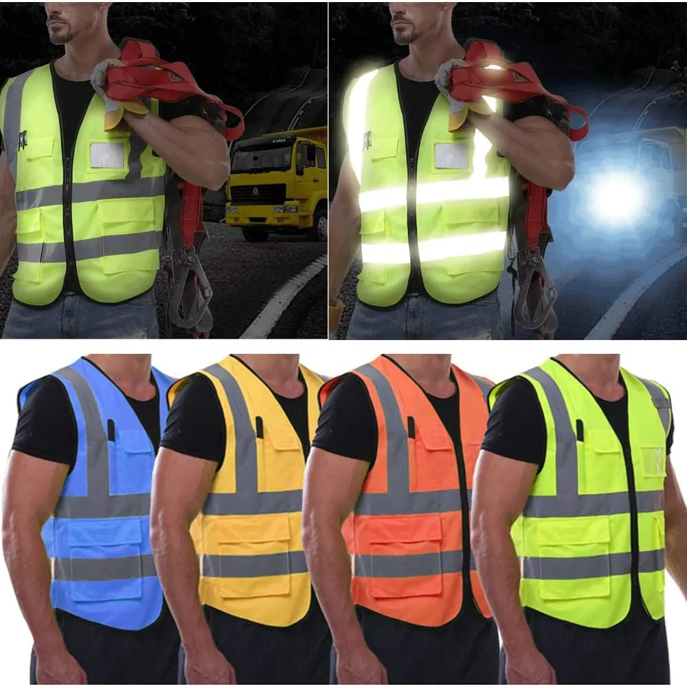 YOWESHOP High Visibility Reflective Safety Vest Customize Logo Workwear with Reflective Strips