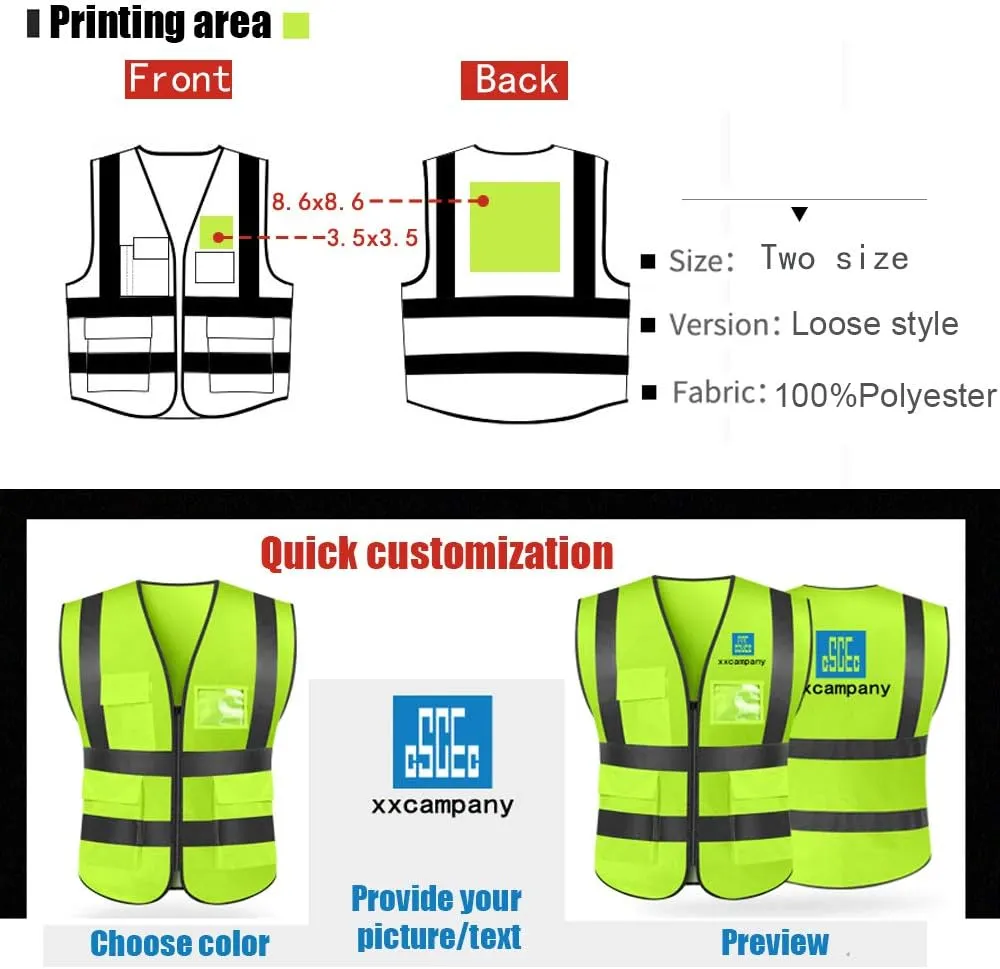 YOWESHOP High Visibility Reflective Safety Vest Customize Logo Workwear with Reflective Strips