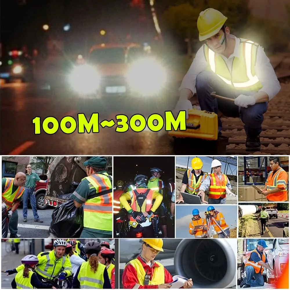 YOWESHOP High Visibility Safety Vest Custom Your Logo Protective Workwear 5 Pockets With Reflective Strips Outdoor Work Vest (2XL, Yellow Luminous)