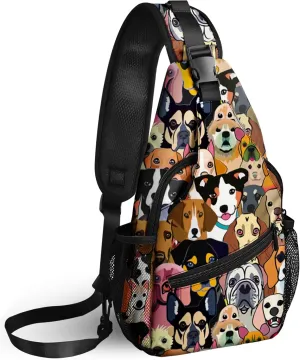 Yrebyou Colorful Dog Sling Bag Travel Crossbody Backpack Shoulder Daypack Hiking chest Pack for Women Lightweight Waterproof Adjustable Outdoor Workout