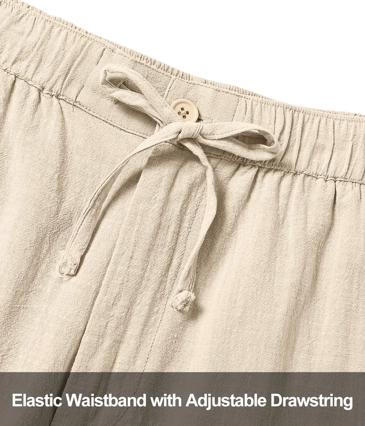 YuKaiChen Mens Casual Linen Shorts Summer Beach Vacation Lightweight Shorts Elastic Waist Drawstring Loose Fit