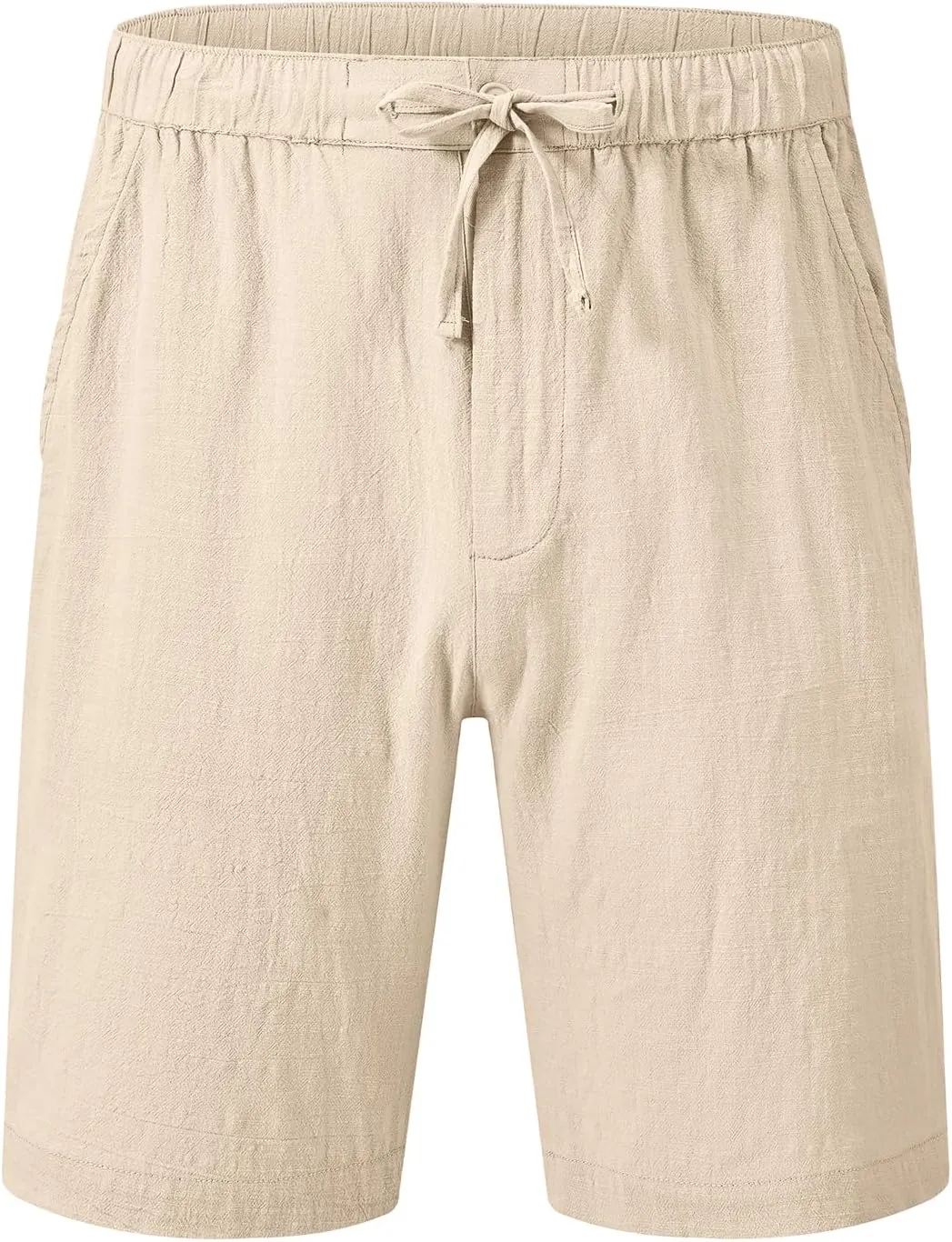 YuKaiChen Mens Casual Linen Shorts Summer Beach Vacation Lightweight Shorts Elastic Waist Drawstring Loose Fit
