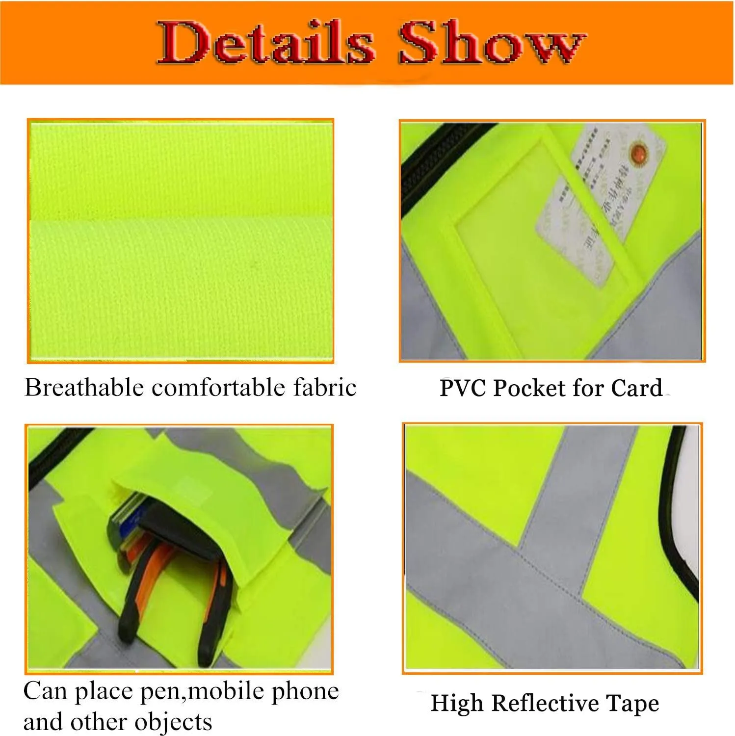 yunzhenbusiness High Visibility Reflective Safety Vest Custom Your Text on Workwear Vest