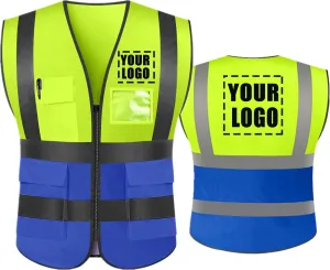 yunzhenbusiness High Visibility Reflective Safety Vest Custom Your Text on Workwear Vest