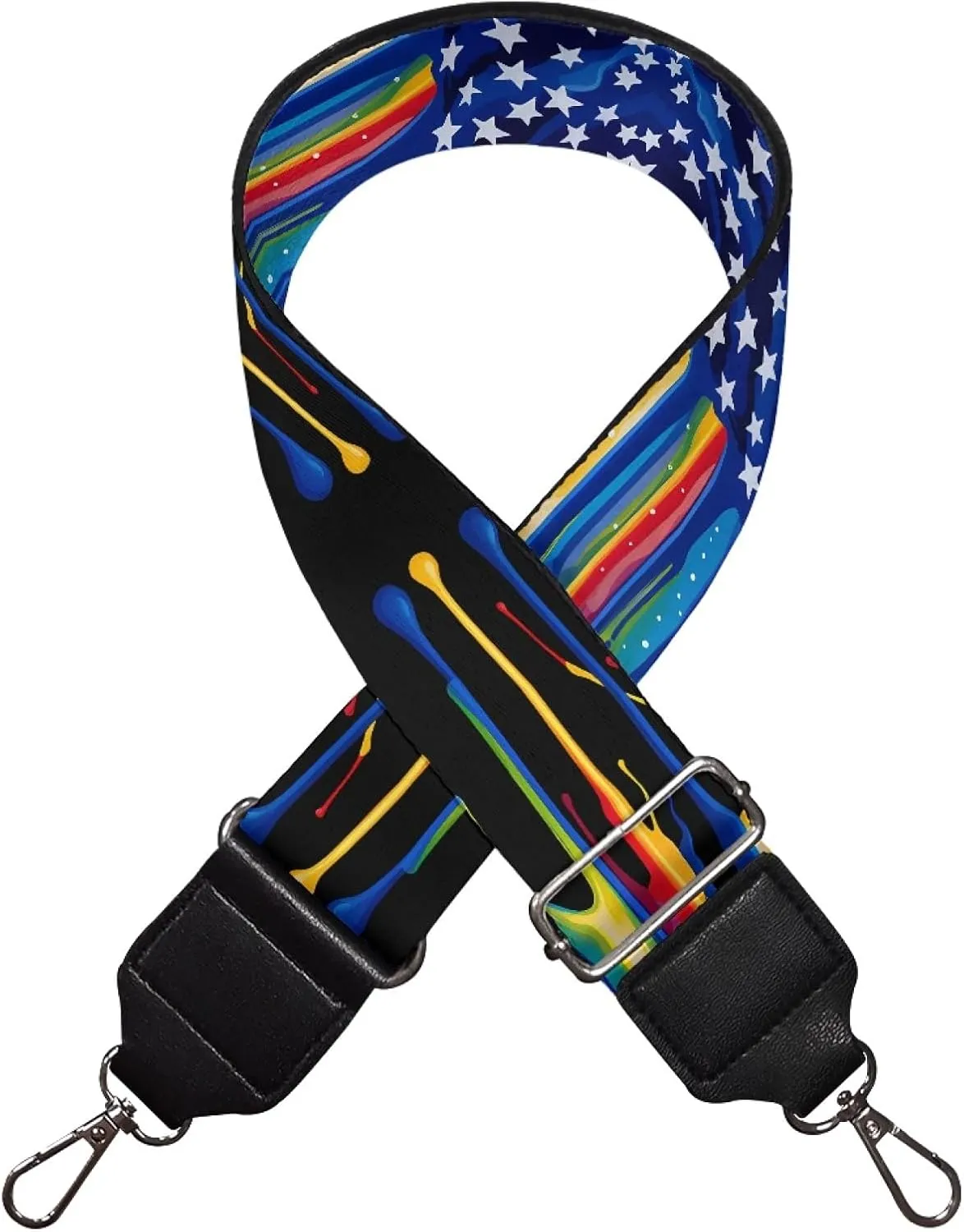 Yzaoxia American Flag Shoulder Straps Colorful Pigment Pattern Patriotic Purse Straps with Soft Comfortable Knit Luggage Crossbody Shoulder Bag Strap