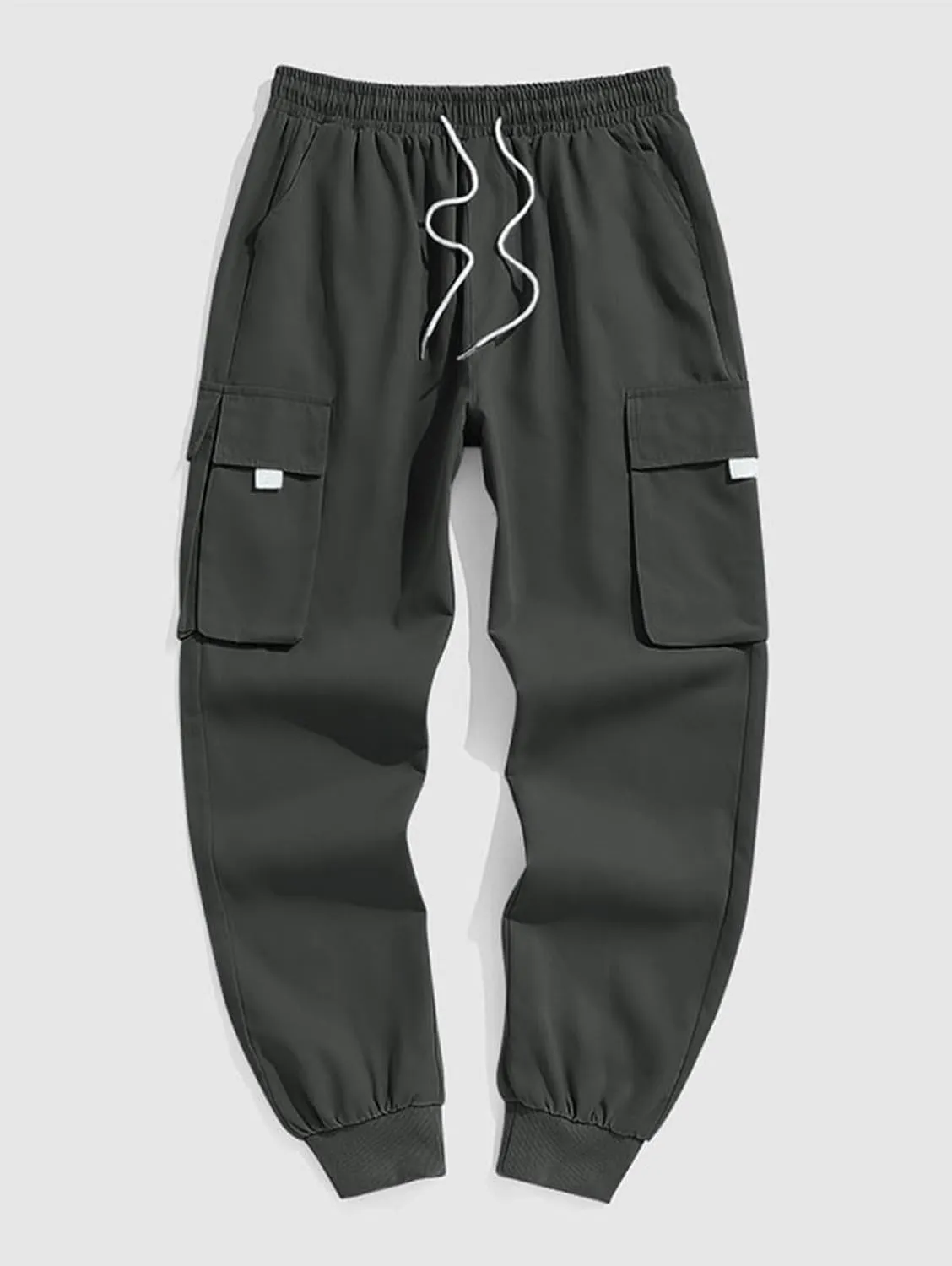 ZAFUL Men's Streetwear Cargo Pants with Flap Pockets & Drawstring Elastic Waist - Casual & Techwear Joggers