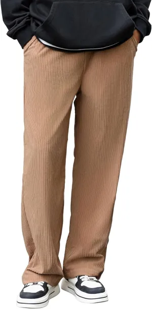 Zando Men's Corduroy Pants Jogger Baggy Cargo Pants Vintage Wide Leg Pants Casual Pants with Pockets Y2K Streetwear Pant