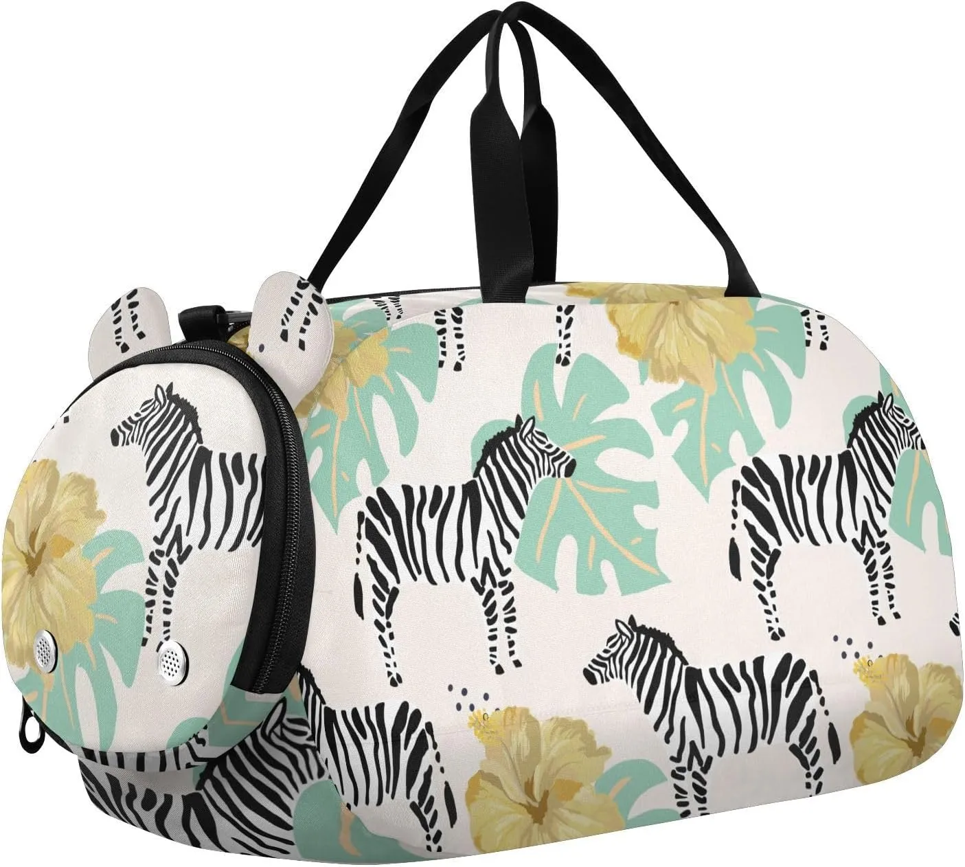 Zebras Animals Hibiscus Flowers Leaves Duffel Bags for Boys Small Gym Bags for Teens Dance Bag for Girls