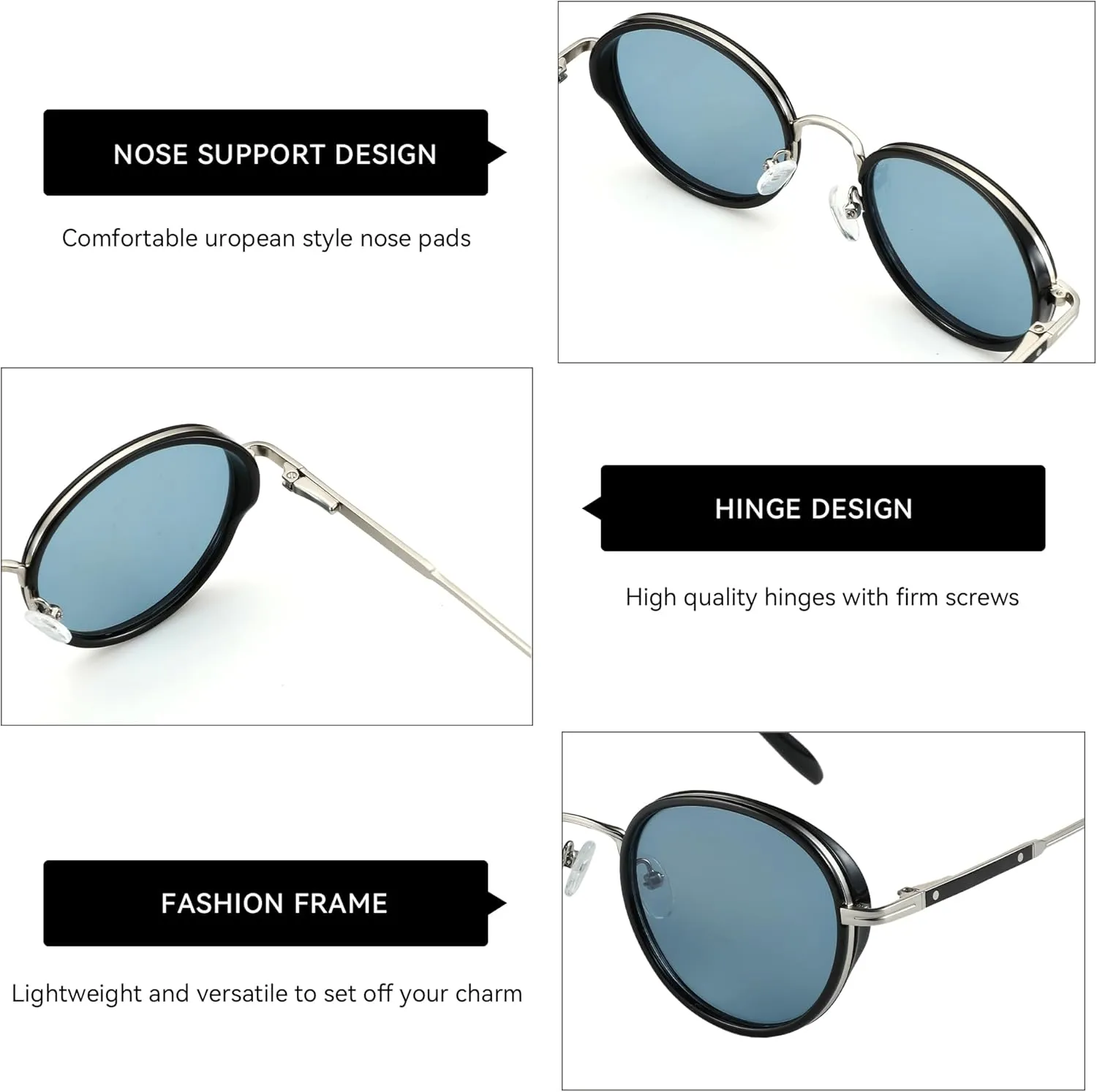 ZENOTTIC Retro Round Polarized Steampunk Sunglasses for Men Women-Circle Vintage Design Metal Frame UV400 Shades