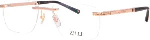ZI60067 C01 Eyeglasses Men's Shiny Gold Rimless Rectangle Shape 58mm