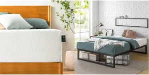 Zinus 10" Green Tea Memory Foam Mattress & ABEL Metal Platform Bed Frame, King