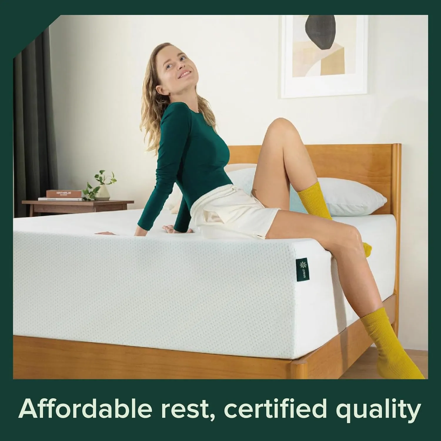 Zinus 10" Green Tea Memory Foam Mattress & ABEL Metal Platform Bed Frame, King