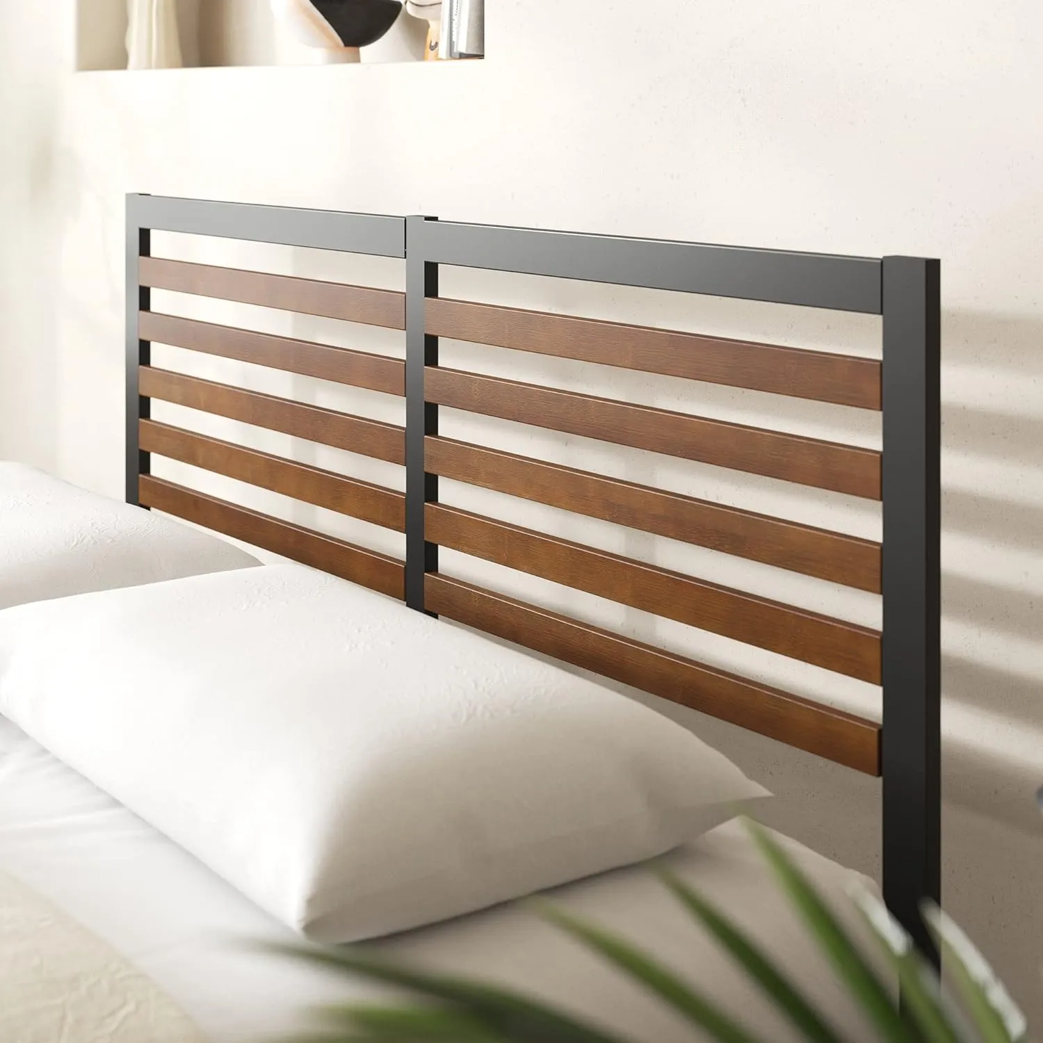 ZINUS Kai Bamboo and Metal Platform Bed Frame with Headboard, No Box Spring Needed, Easy Assembly, Full, Brown