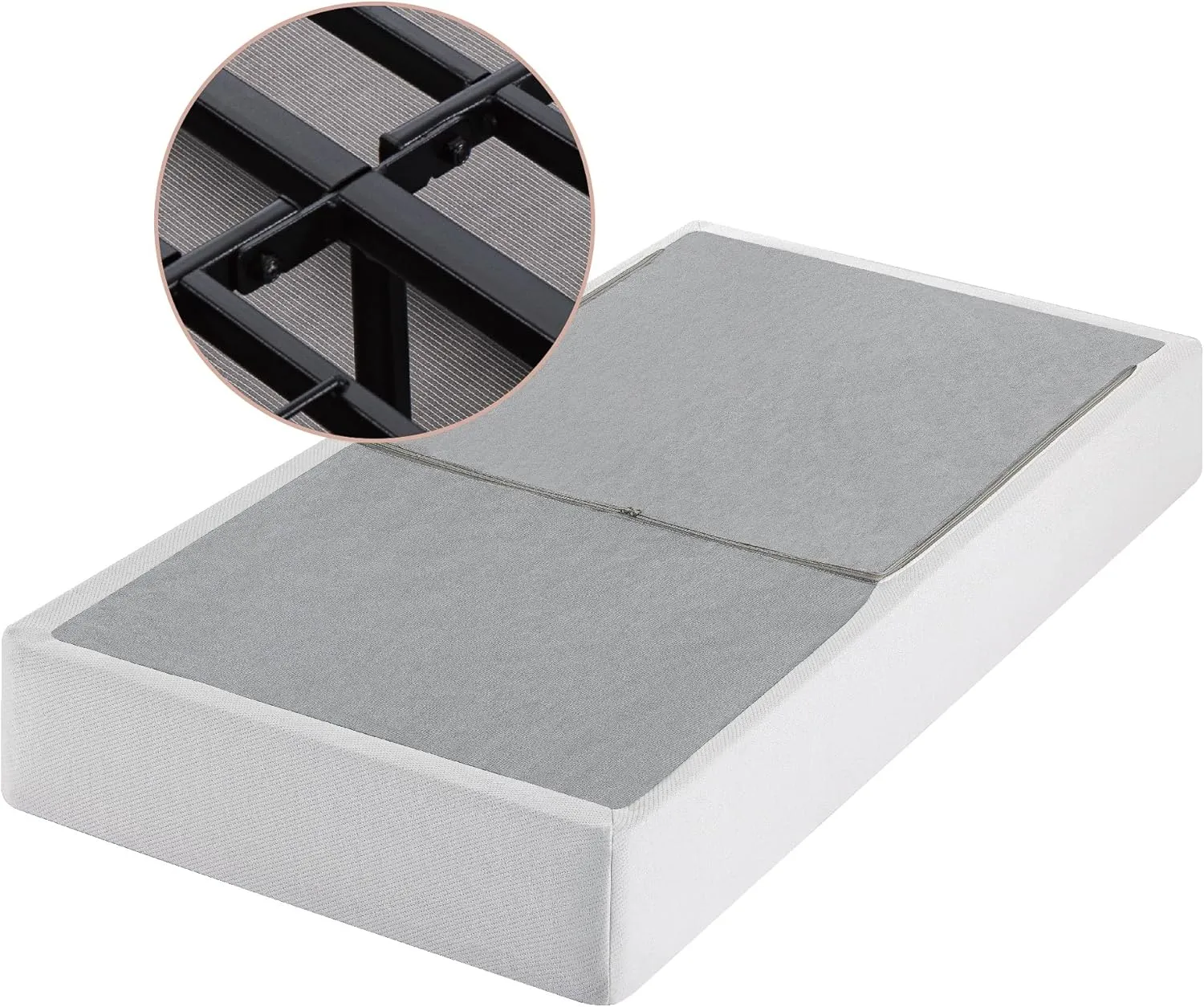 ZINUS No Assembly Metal Box Spring 9 Inch White Mattress Foundation, Sturdy Metal Structure, Twin