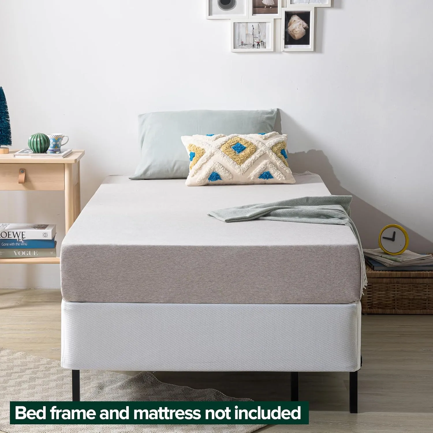 ZINUS No Assembly Metal Box Spring 9 Inch White Mattress Foundation, Sturdy Metal Structure, Twin